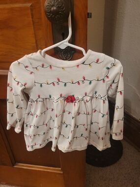 First Impressions Cream Long-Sleeve Top with Festive Light Print